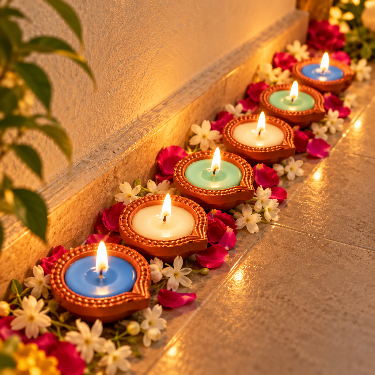 Mini Terracotta Diya Candle | Premium Festive Decor - set of 6