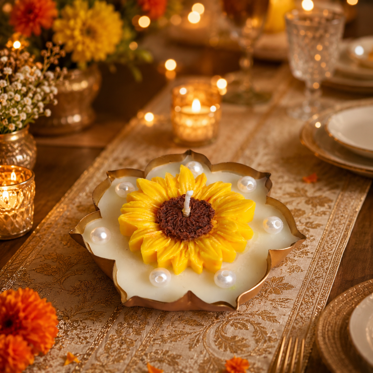 Sunflower Urli Candle - 3.5 inch