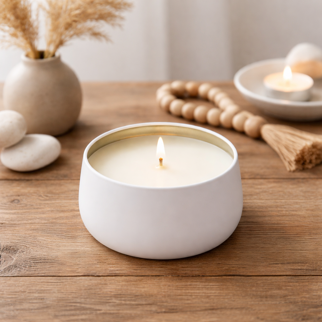 White Musk Soy Wax Candle | Premium White Tin
