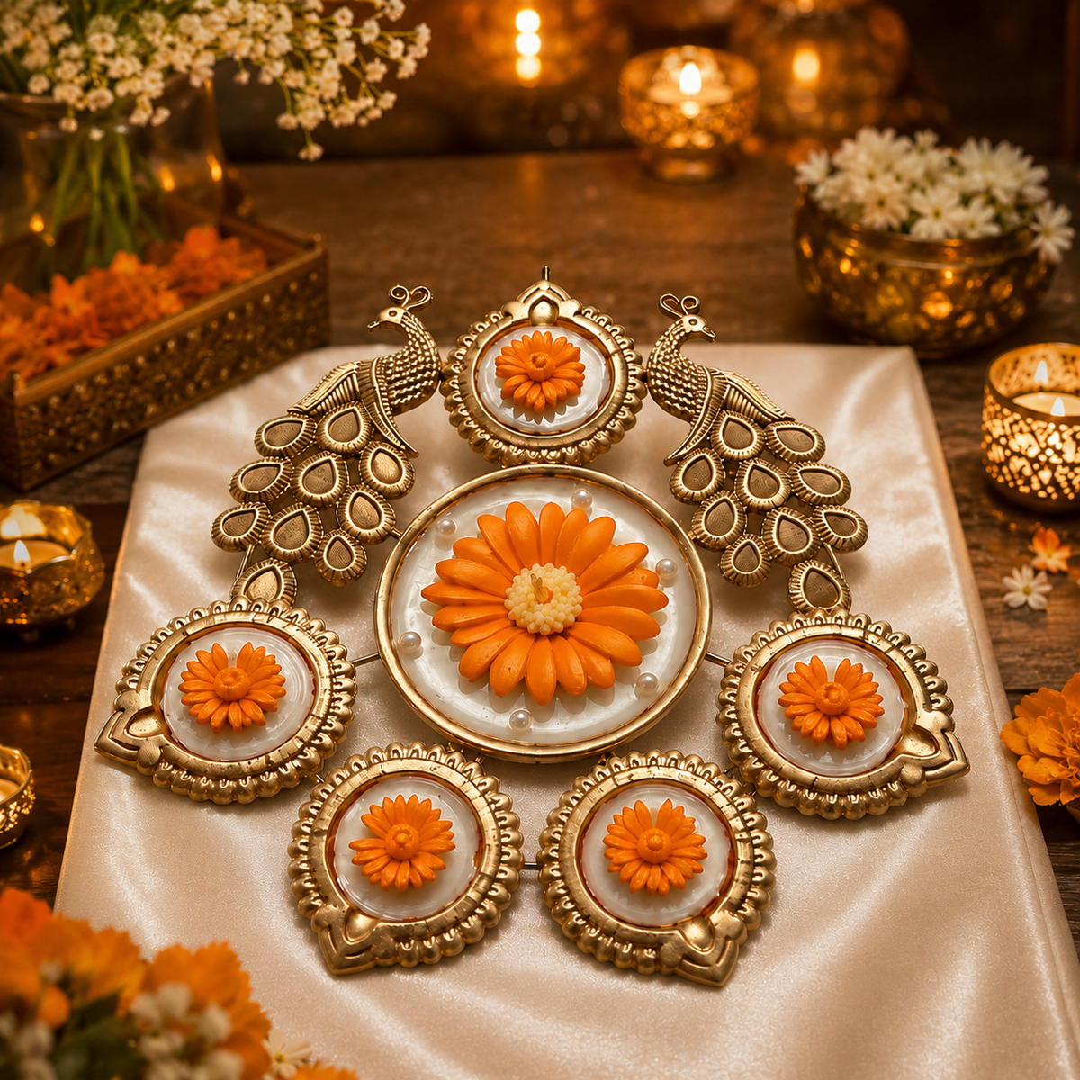 Peacock Urli Candle