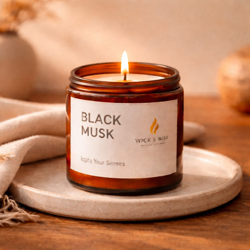Black Musk Soy Wax Candle | Warm & Woody Fragrance
