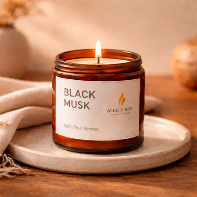 Black Musk Soy Wax Candle | Warm & Woody Fragrance