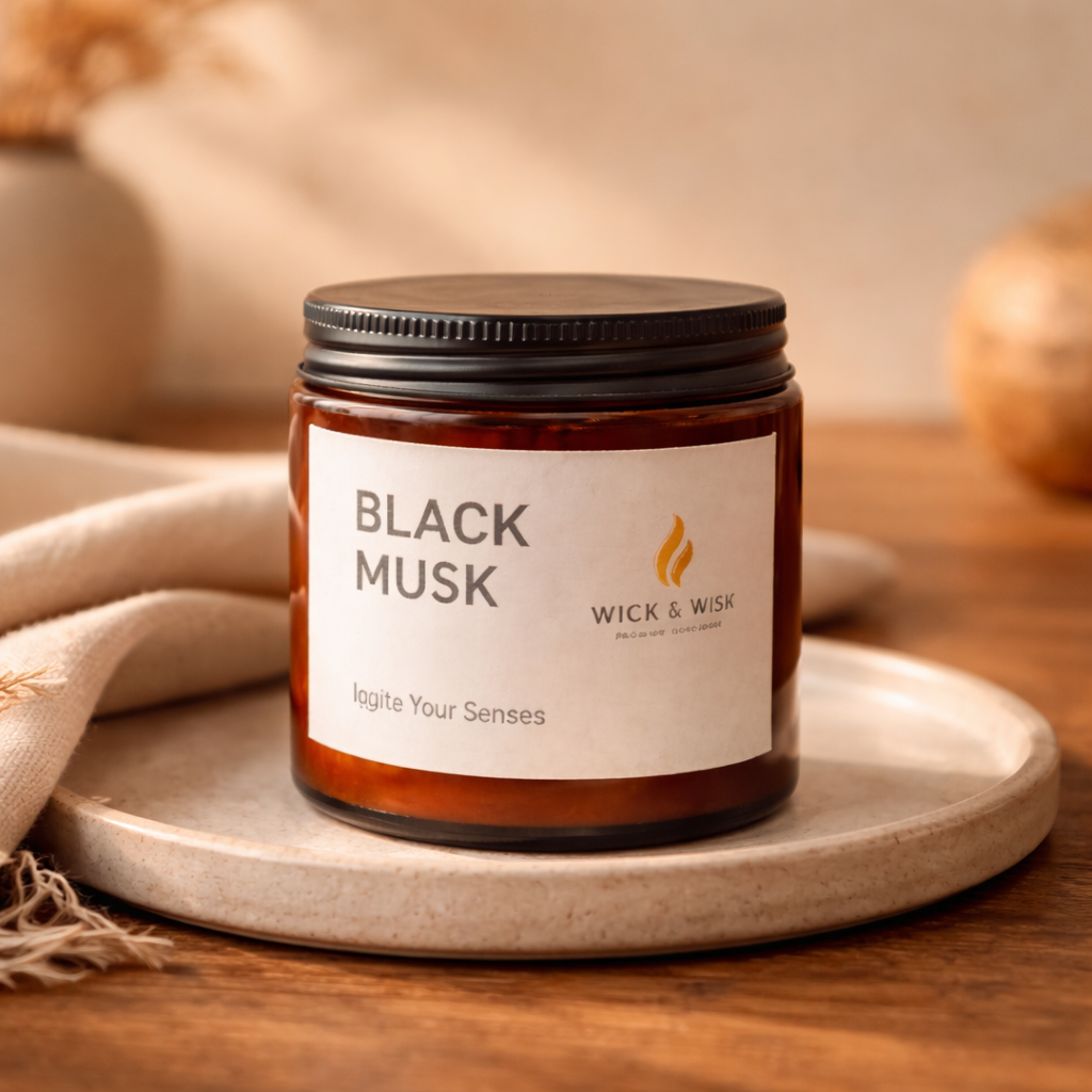 Black Musk Soy Wax Candle | Warm & Woody Fragrance