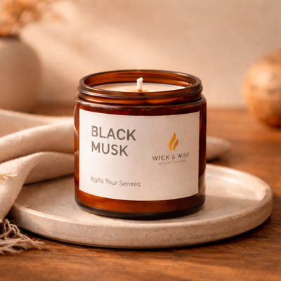 Black Musk Soy Wax Candle | Warm & Woody Fragrance