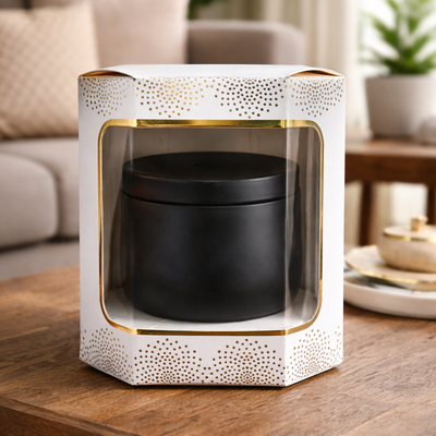 Moon Black Oudh Soy Wax Candle | Premium Black Tin