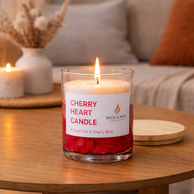 Cherry Heart Soy Wax & Gel Candle | Premium Cherry Fragrance