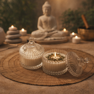Rosemary Charm Soy Wax Candle | Herbal Rosemary Fragrance