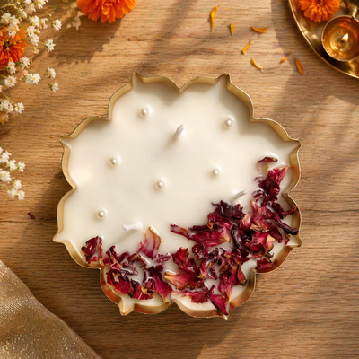 Flower Urli Soy Wax Candle | 3 Wick Metal Urli