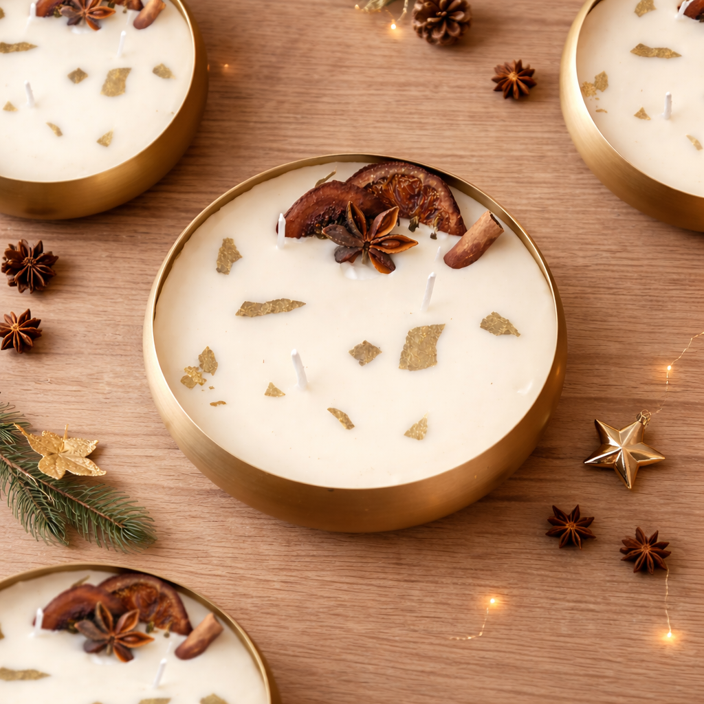 Round Urli Soy Wax Candle with 3 Wicks | Premium Fragrance