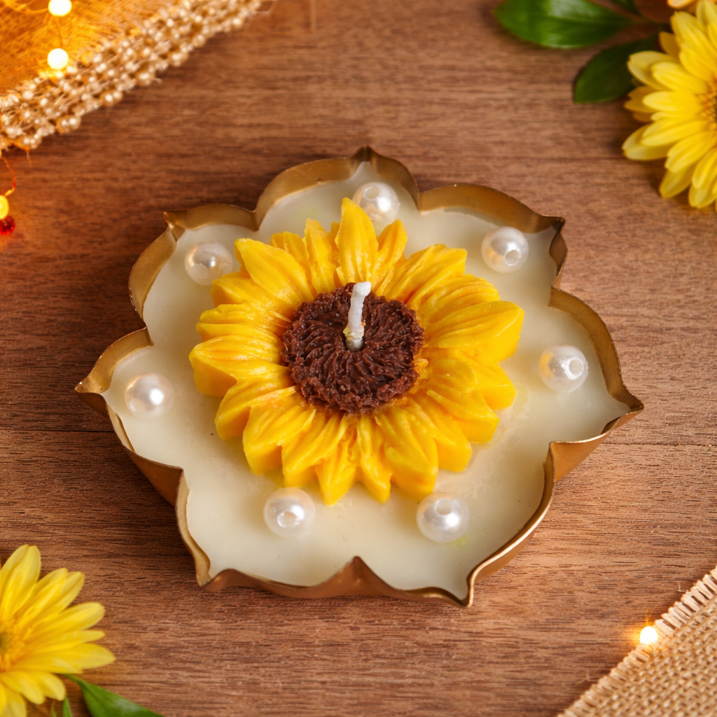 Sunflower Urli Candle - 3.5 inch