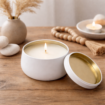 White Musk Soy Wax Candle | Premium White Tin