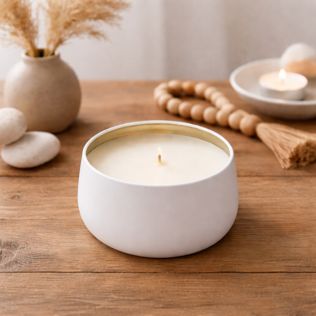 White Musk Soy Wax Candle | Premium White Tin