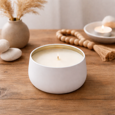 White Musk Soy Wax Candle | Premium White Tin