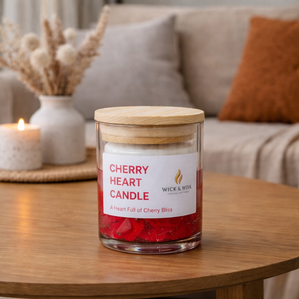 Cherry Heart Soy Wax & Gel Candle | Premium Cherry Fragrance