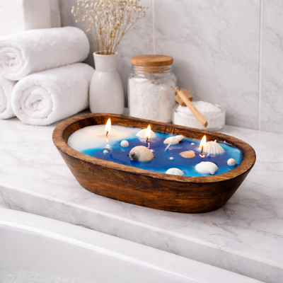 Wooden Tub Soy Wax Candle | Ocean Breeze Fragrance