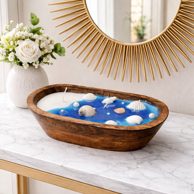 Wooden Tub Soy Wax Candle | Ocean Breeze Fragrance